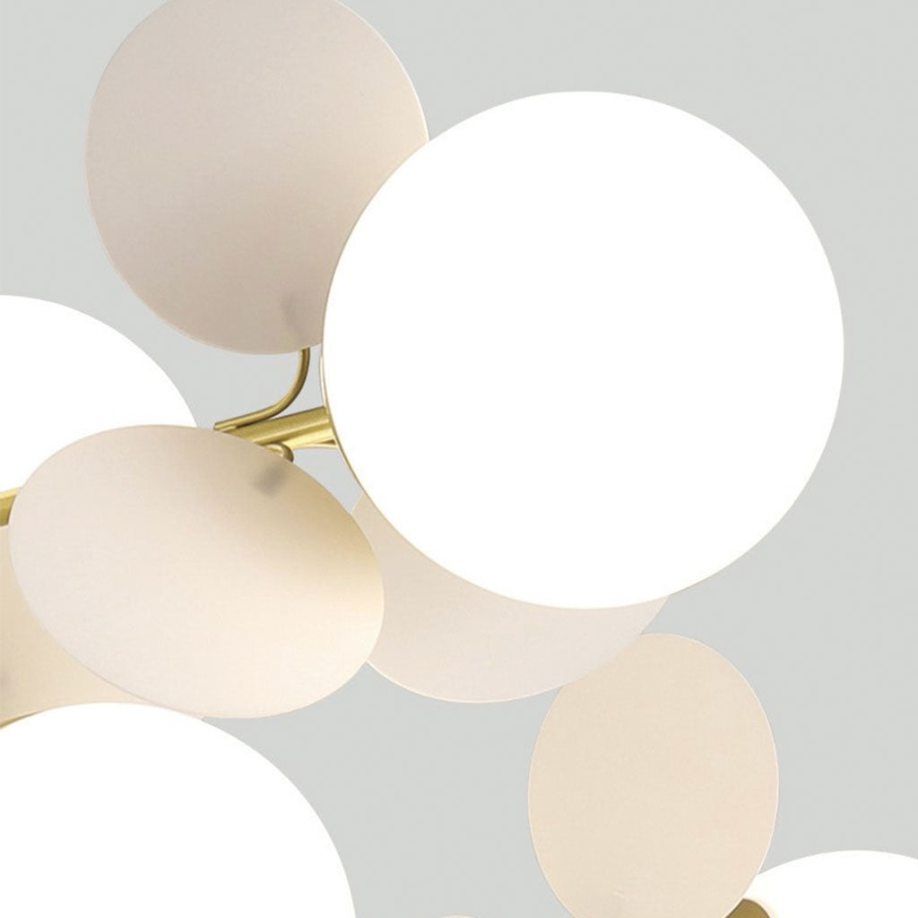 Sculptural Glass Globe Overhead Light with Branching Arms for Dining Room & Living Space — Dimmable LED Cluster Fixture in White, Green or M | Thomler