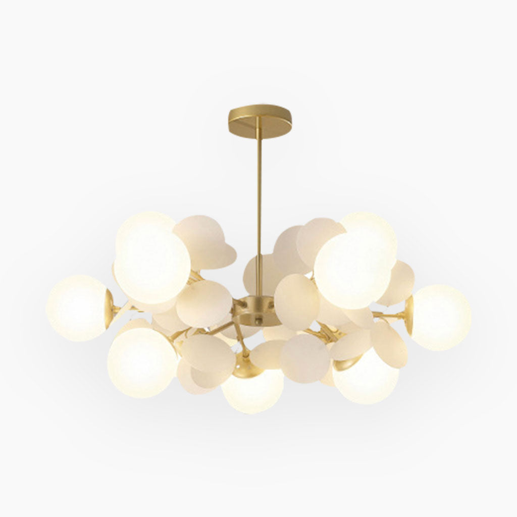 Sculptural Glass Globe Overhead Light with Branching Arms for Dining Room & Living Space — Dimmable LED Cluster Fixture in White, Green or M | Thomler