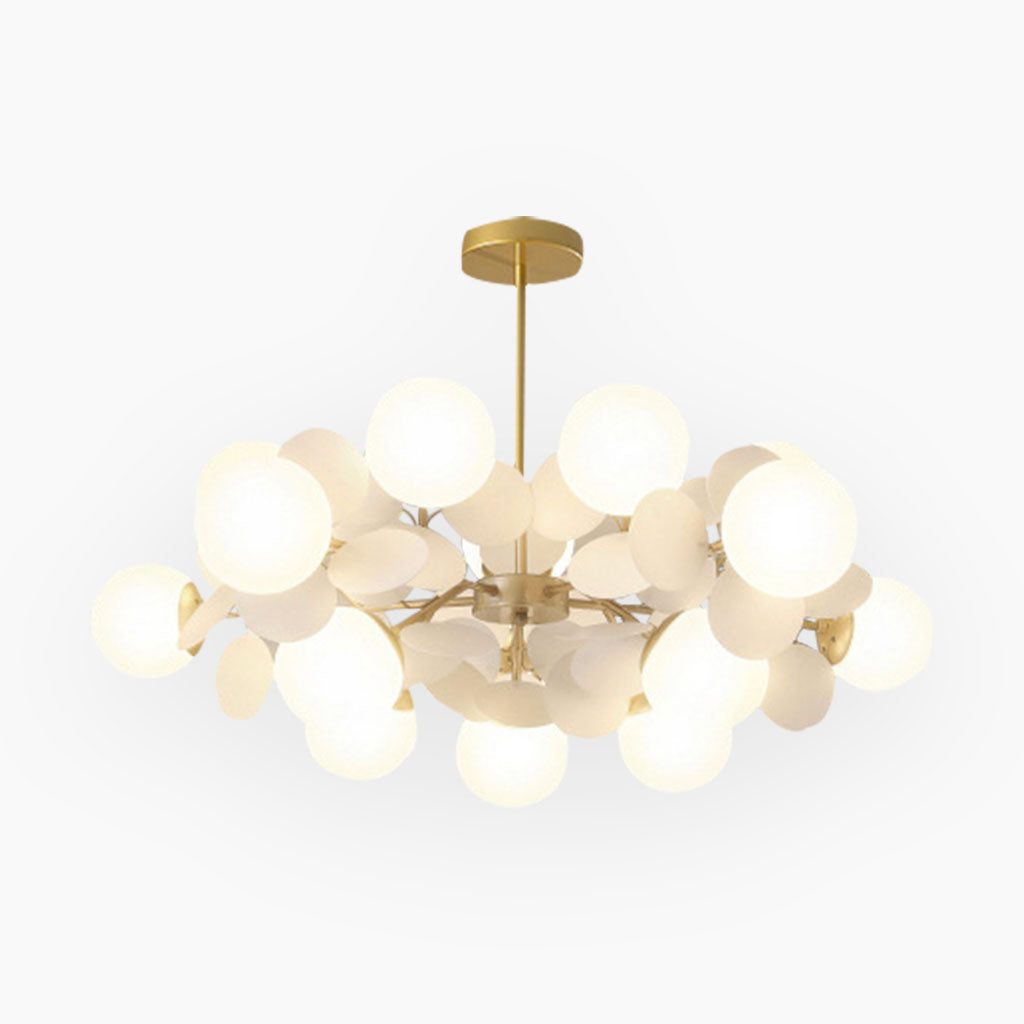Sculptural Glass Globe Overhead Light with Branching Arms for Dining Room & Living Space — Dimmable LED Cluster Fixture in White, Green or M | Thomler