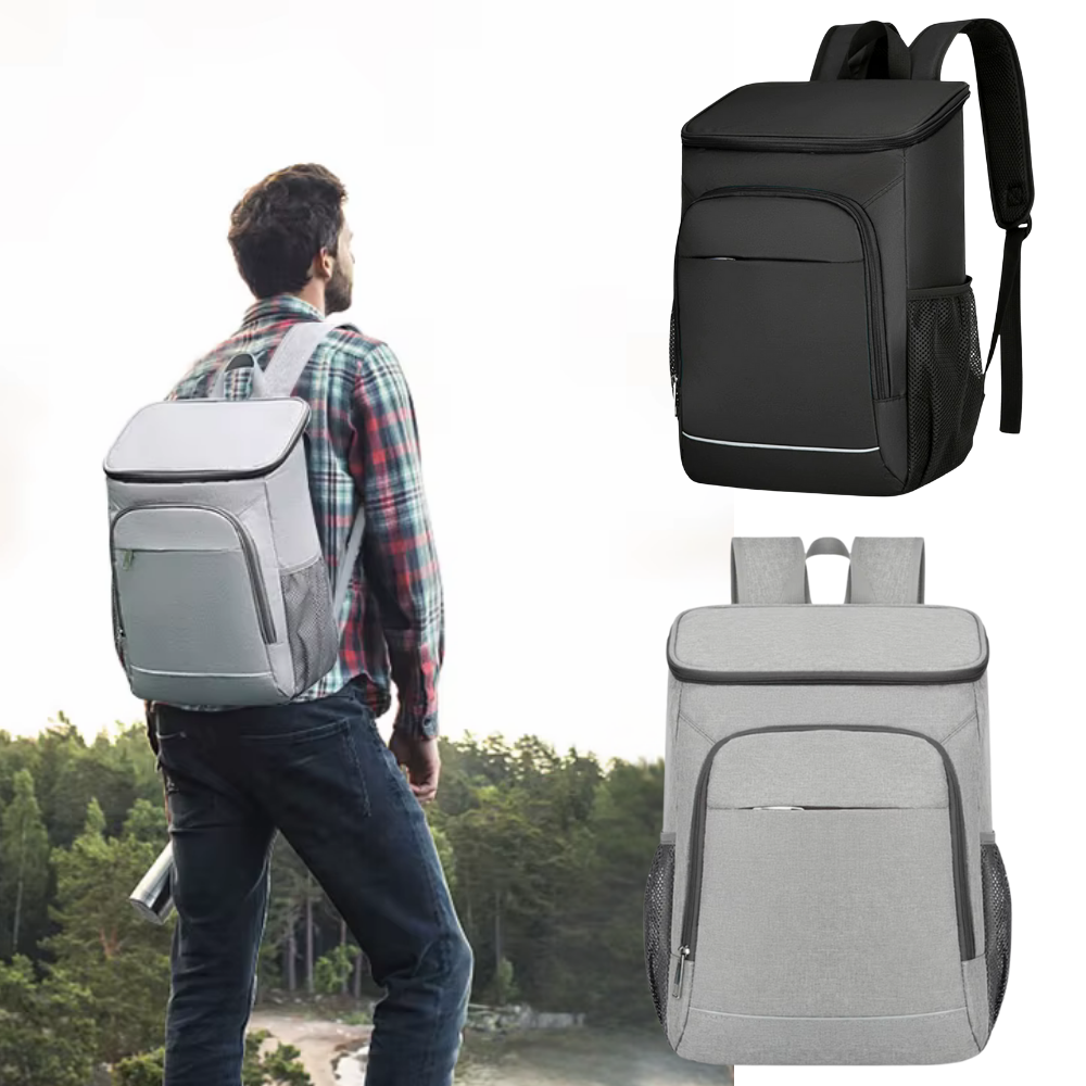 Isolierter Rucksack-Kühler 30L Grau Auslaufsicher Lebensmittel- & Getränkeaufbewahrung Gepolsterte Schultergurte Outdoor Wandern Angeln Camping Strand Picknick Tagesrucksack | Thomler