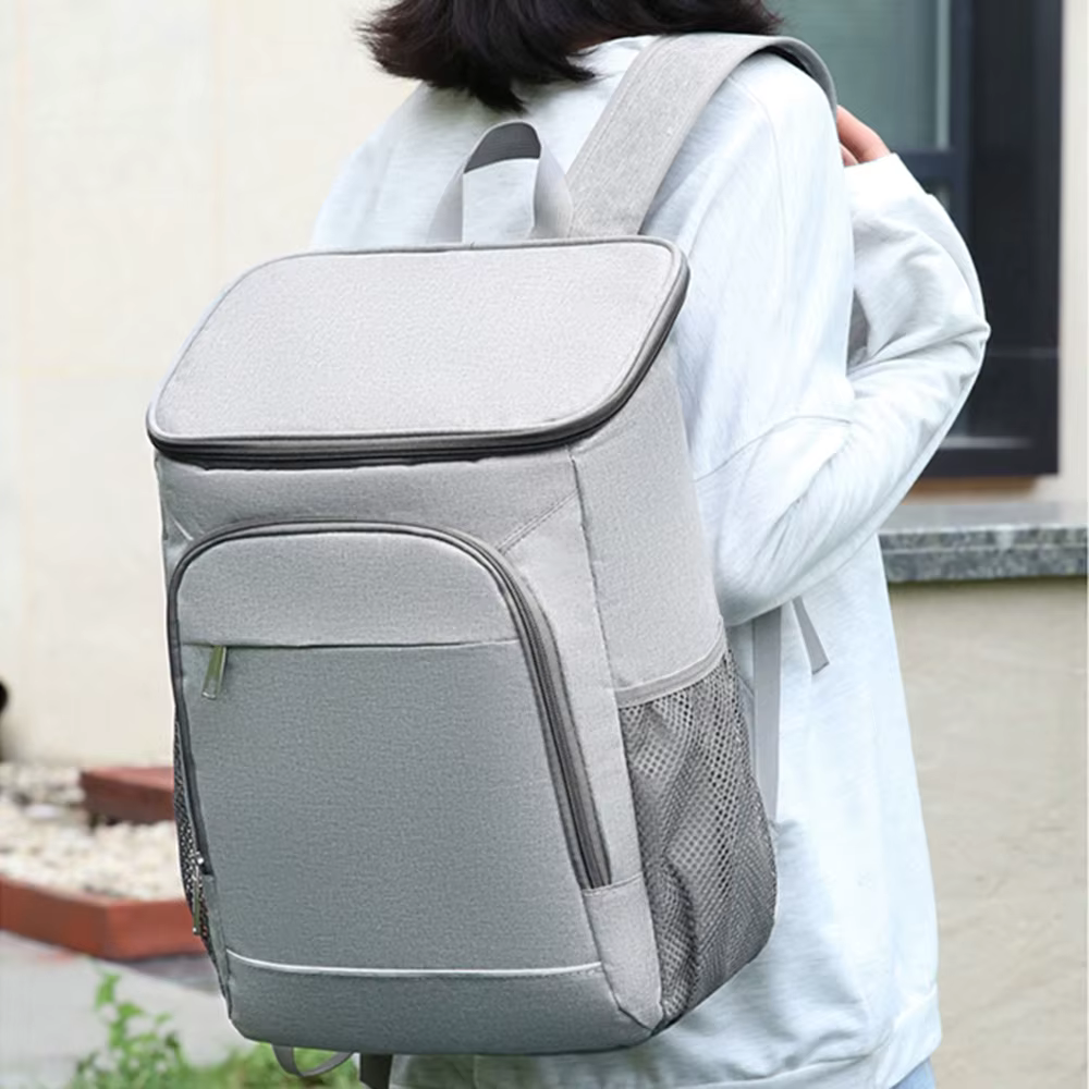 Isolierter Rucksack-Kühler 30L Grau Auslaufsicher Lebensmittel- & Getränkeaufbewahrung Gepolsterte Schultergurte Outdoor Wandern Angeln Camping Strand Picknick Tagesrucksack | Thomler