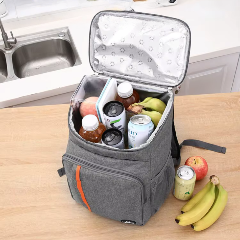 Isolierter Rucksack-Kühler 30L Grau Auslaufsicher Lebensmittel- & Getränkeaufbewahrung Gepolsterte Schultergurte Outdoor Wandern Angeln Camping Strand Picknick Tagesrucksack | Thomler