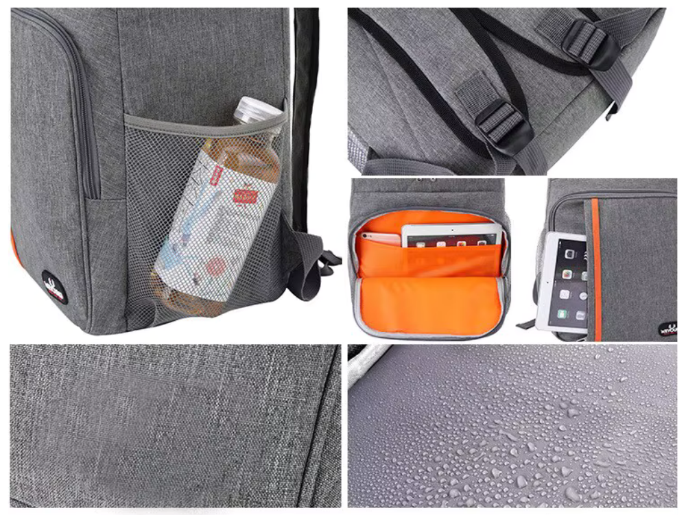 Mochila térmica aislante 30L gris, bolsa térmica manos libres para senderismo, playa, camping y picnics, mantiene la comida fría 16 horas, mochila impermeable | Thomler