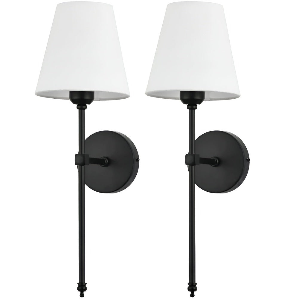 Metal Sconce Pair with Fabric Shades 20 inch Height for Bedroom Hallway Ambient Lighting Bedside Reading Wall Mount Fixtures Soft Diffused G | Thomler