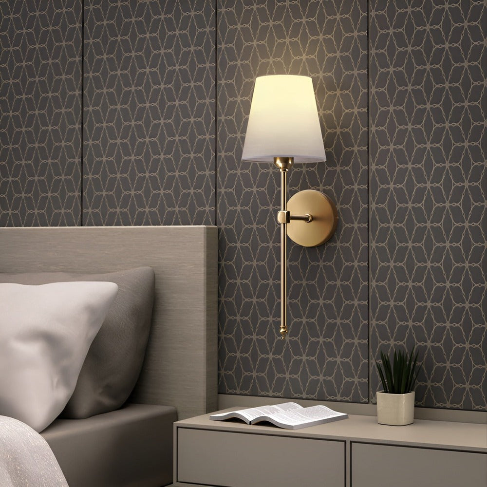 Metal Sconce Pair with Fabric Shades 20 inch Height for Bedroom Hallway Ambient Lighting Bedside Reading Wall Mount Fixtures Soft Diffused G | Thomler