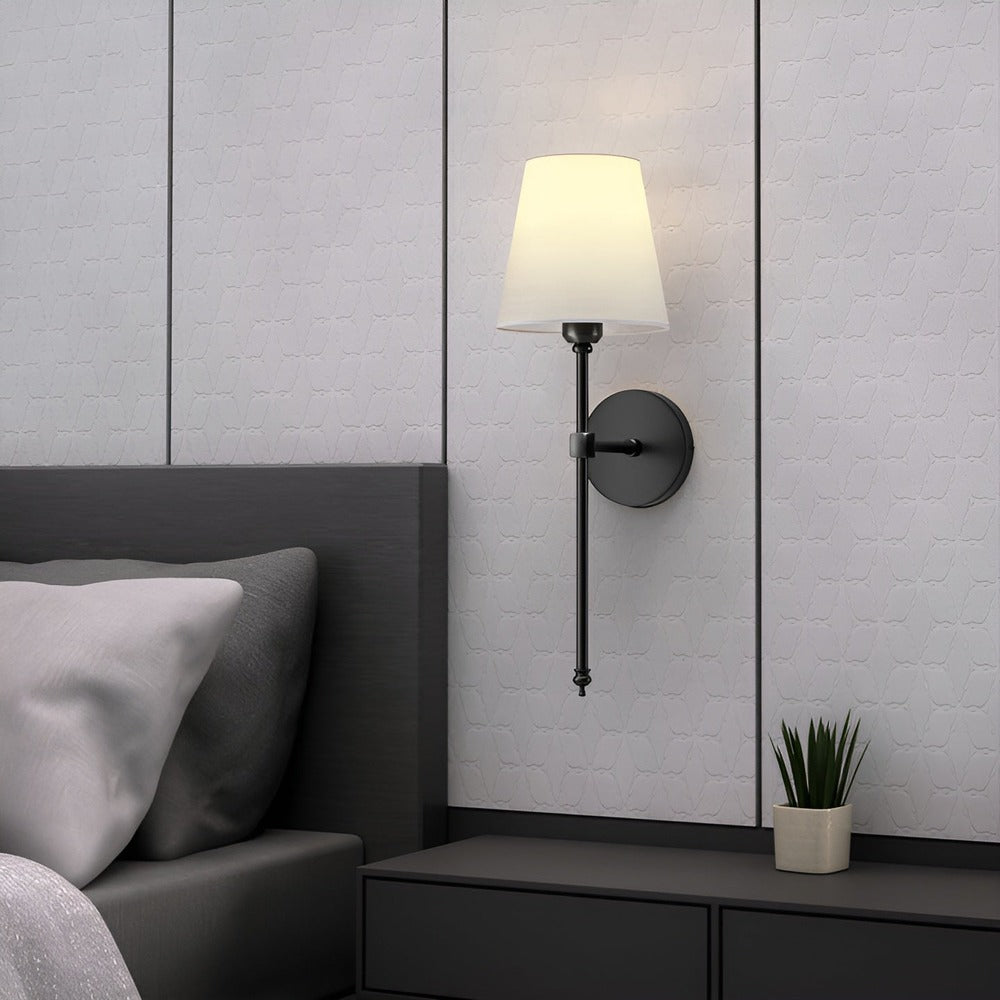 Metal Sconce Pair with Fabric Shades 20 inch Height for Bedroom Hallway Ambient Lighting Bedside Reading Wall Mount Fixtures Soft Diffused G | Thomler
