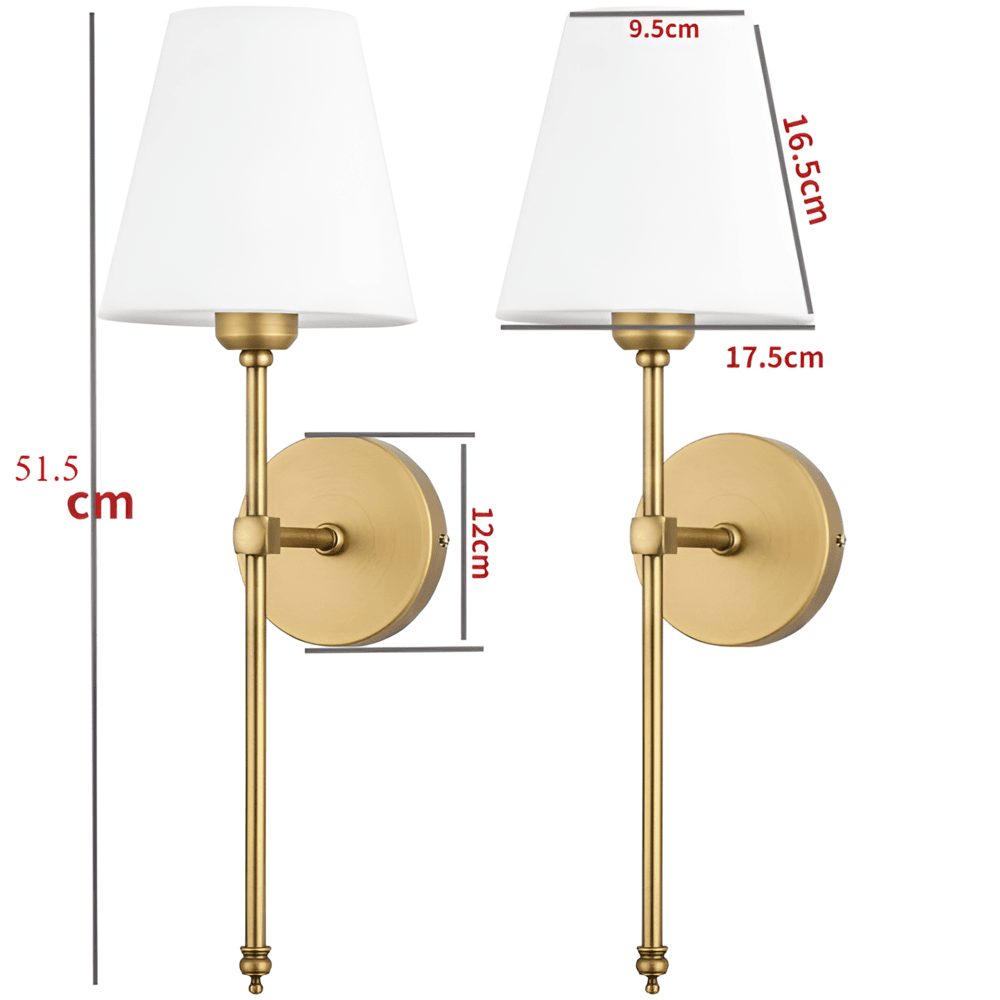 Metal Sconce Pair with Fabric Shades 20 inch Height for Bedroom Hallway Ambient Lighting Bedside Reading Wall Mount Fixtures Soft Diffused G | Thomler