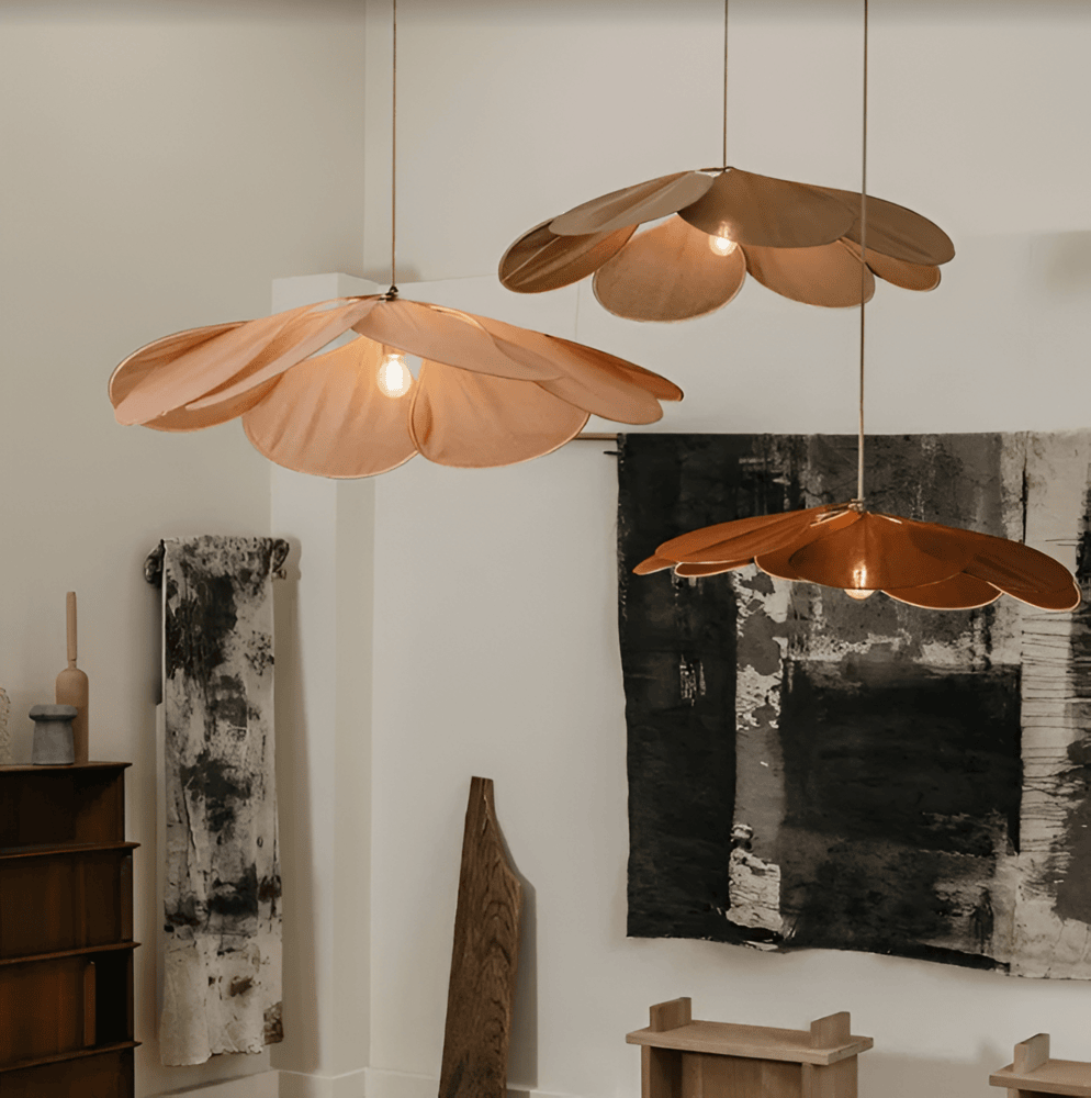Hanging Ceiling Fixture Floral Textile Shade 31.5 Inch Diameter Cream Adjustable Cable E27 Socket Modern Vintage Dining Room Bedroom Lightin | Thomler
