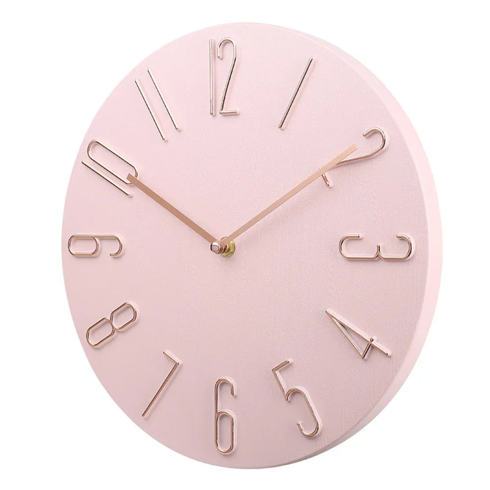 8-inch ronde stille wandklok roze geruisloze niet-tikkende klok op batterijen modern minimalistisch design voor slaapkamer kantoor woonkamer hal | Thomler