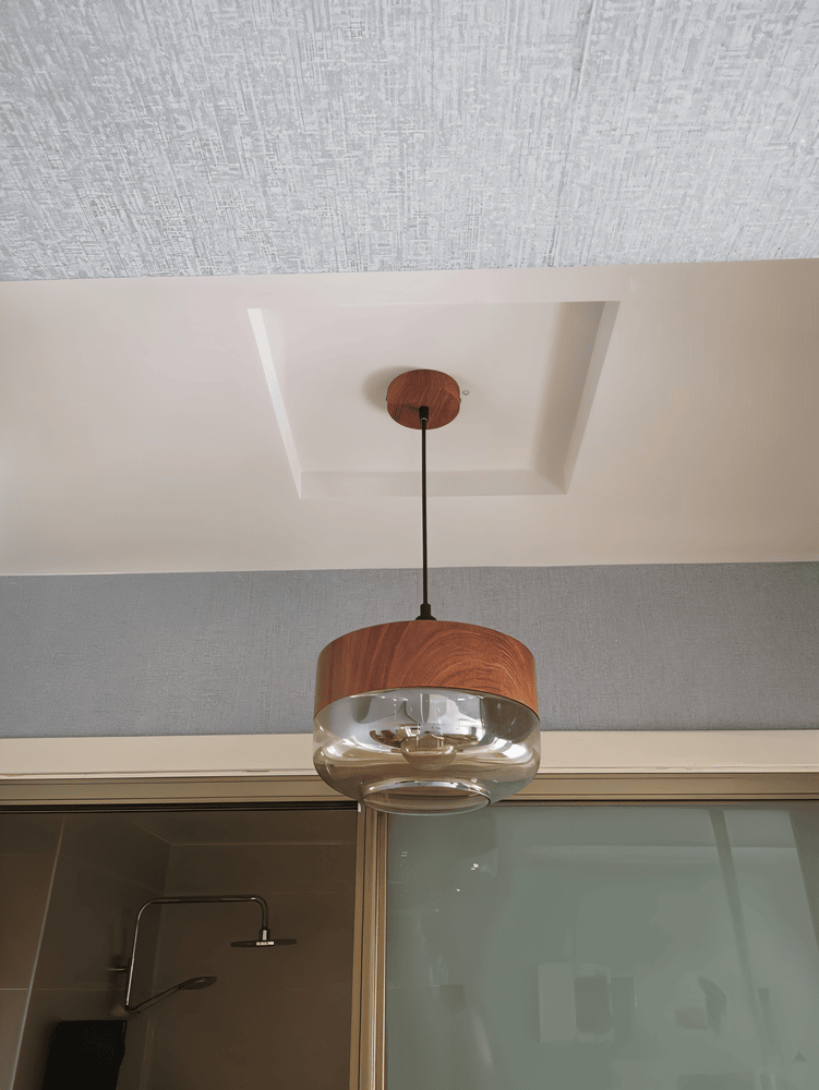 Hanglamp met gerookt glazen bol van 25 cm - voor kookeiland, eettafel of bar - Mid-Century stijl, in hoogte verstelbaar - 220V (VS) | Thomler