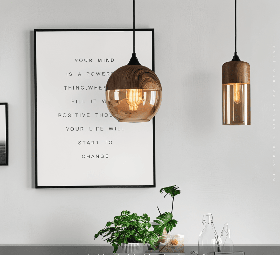 Hanglamp met gerookt glazen bol van 25 cm - voor kookeiland, eettafel of bar - Mid-Century stijl, in hoogte verstelbaar - 220V (VS) | Thomler