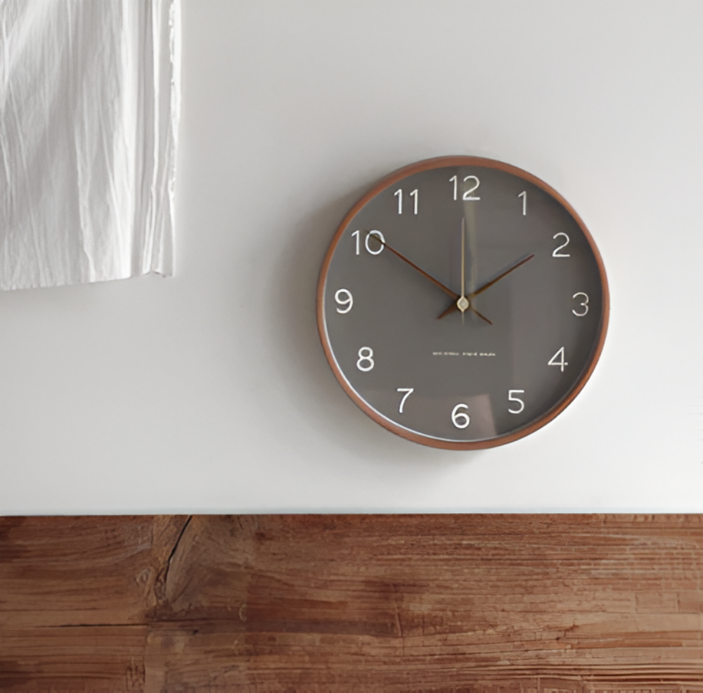 Round Wood Wall Clock 10 Inch Silent Non-Ticking Quartz Movement Gray White Frame Nordic Minimalist Decor for Living Room Bedroom Kitchen Of | Thomler