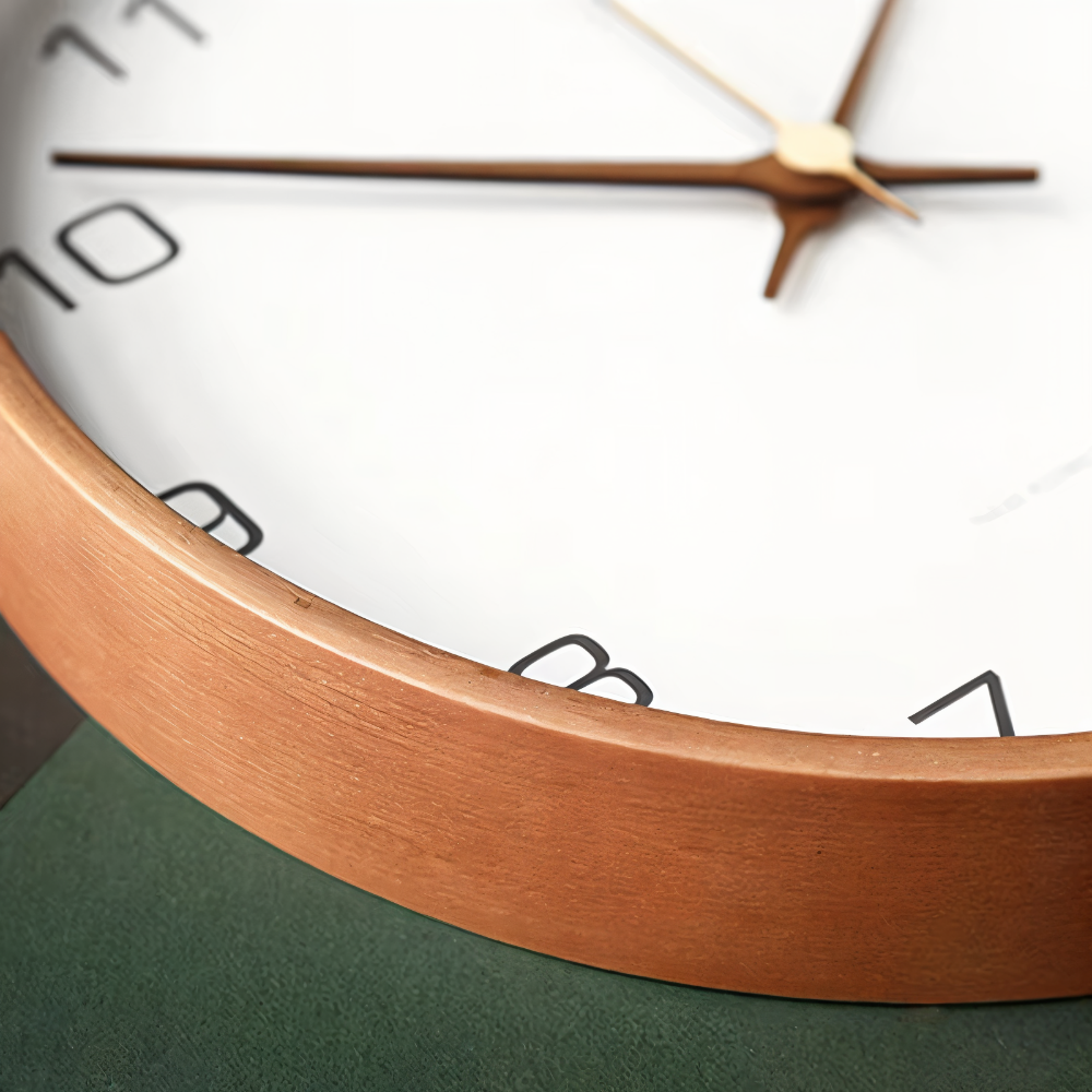 Round Wood Wall Clock 10 Inch Silent Non-Ticking Quartz Movement Gray White Frame Nordic Minimalist Decor for Living Room Bedroom Kitchen Of | Thomler