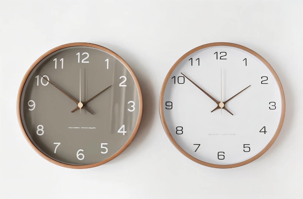 Round Wood Wall Clock 10 Inch Silent Non-Ticking Quartz Movement Gray White Frame Nordic Minimalist Decor for Living Room Bedroom Kitchen Of | Thomler