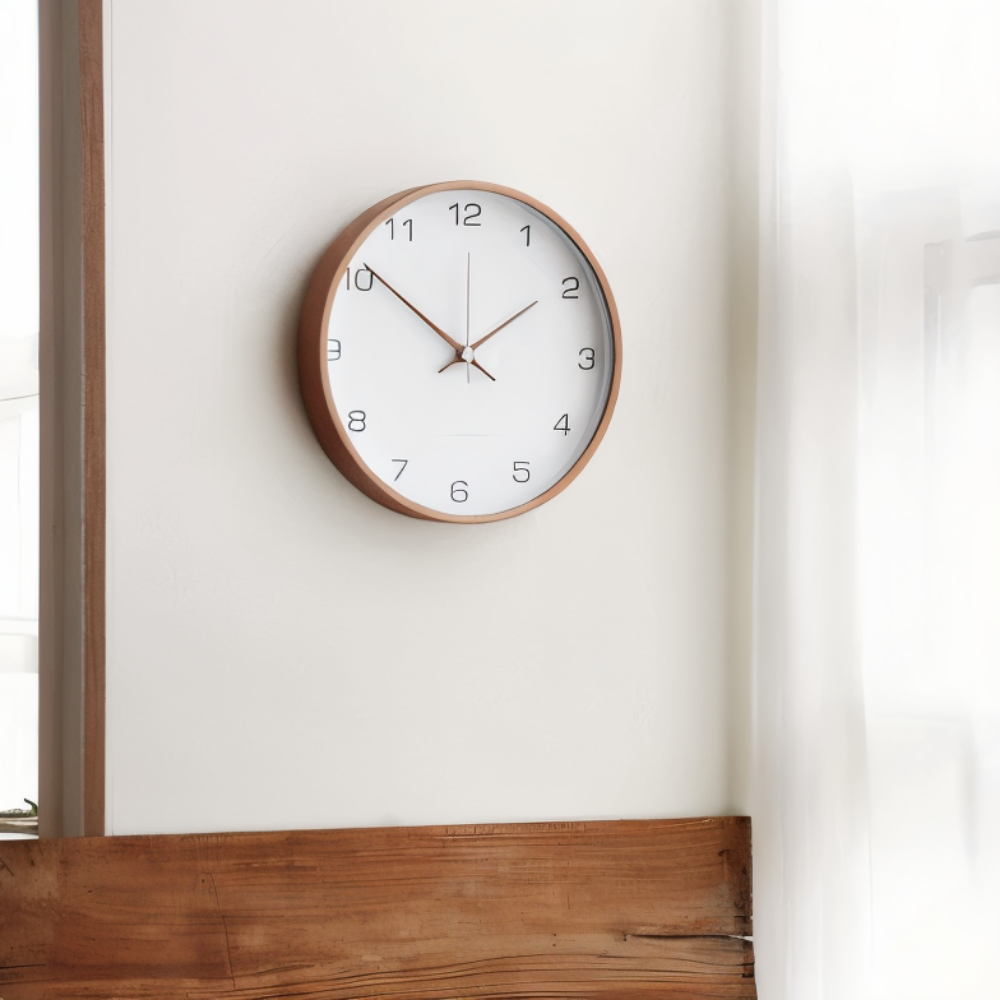 Round Wood Wall Clock 10 Inch Silent Non-Ticking Quartz Movement Gray White Frame Nordic Minimalist Decor for Living Room Bedroom Kitchen Of | Thomler
