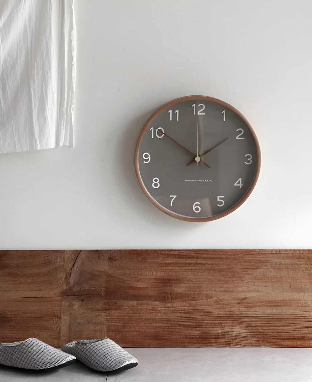 Round Wood Wall Clock 10 Inch Silent Non-Ticking Quartz Movement Gray White Frame Nordic Minimalist Decor for Living Room Bedroom Kitchen Of | Thomler