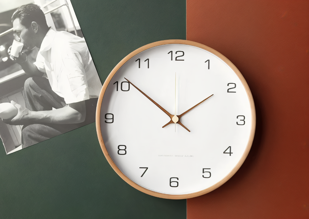 Round Wood Wall Clock 10 Inch Silent Non-Ticking Quartz Movement Gray White Frame Nordic Minimalist Decor for Living Room Bedroom Kitchen Of | Thomler