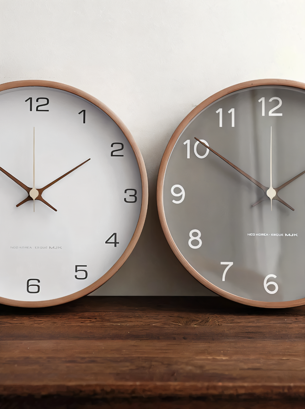Round Wood Wall Clock 10 Inch Silent Non-Ticking Quartz Movement Gray White Frame Nordic Minimalist Decor for Living Room Bedroom Kitchen Of | Thomler