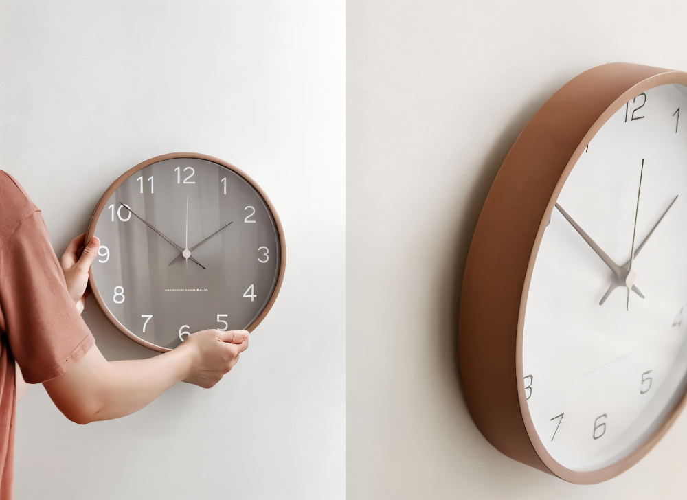 Round Wood Wall Clock 10 Inch Silent Non-Ticking Quartz Movement Gray White Frame Nordic Minimalist Decor for Living Room Bedroom Kitchen Of | Thomler