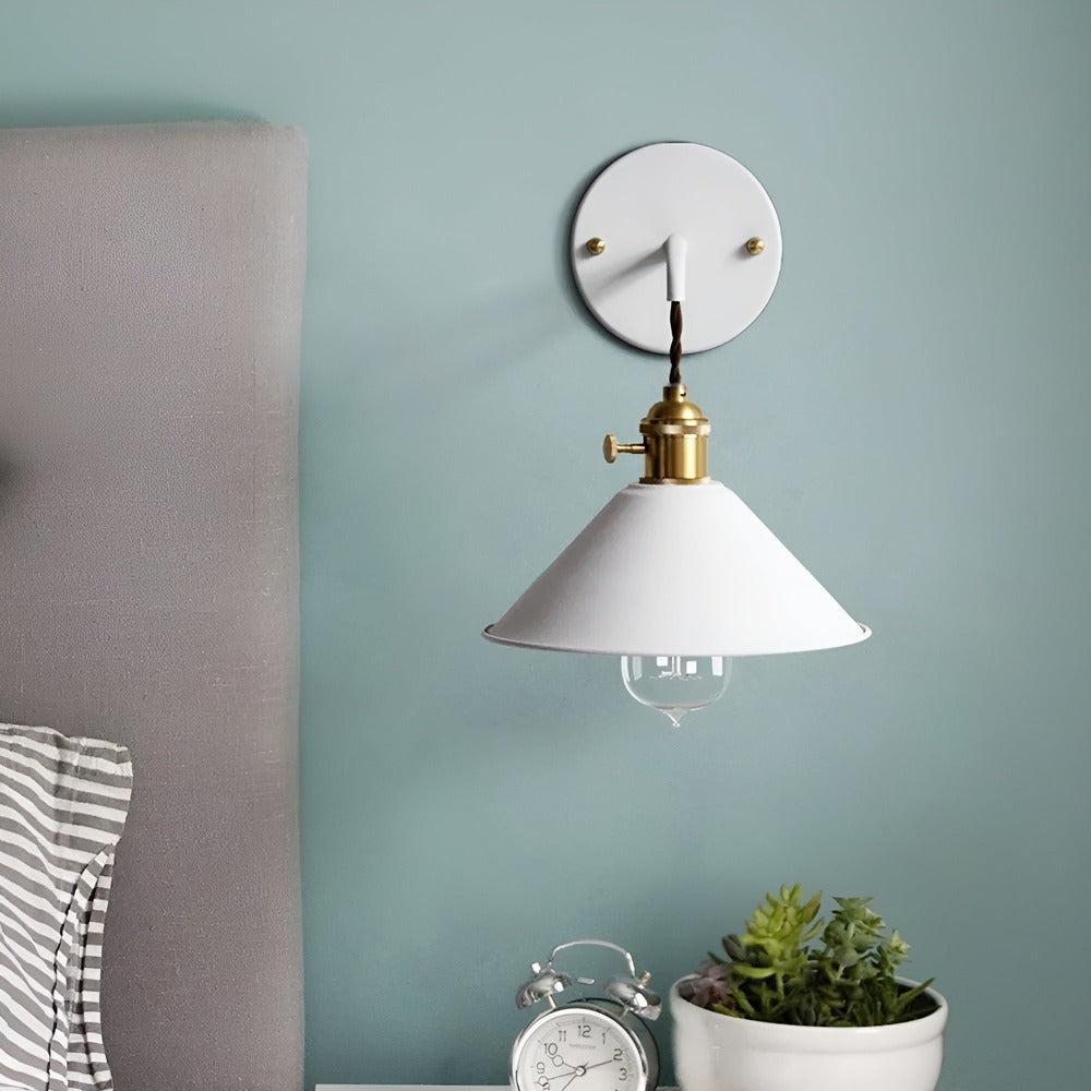 Industrial Sconce with Metal Cone Shade Gray Wall-Mount Task Light for Bedroom Hallway Reading Nook Adjustable Accent Lamp Retro Decor | Thomler