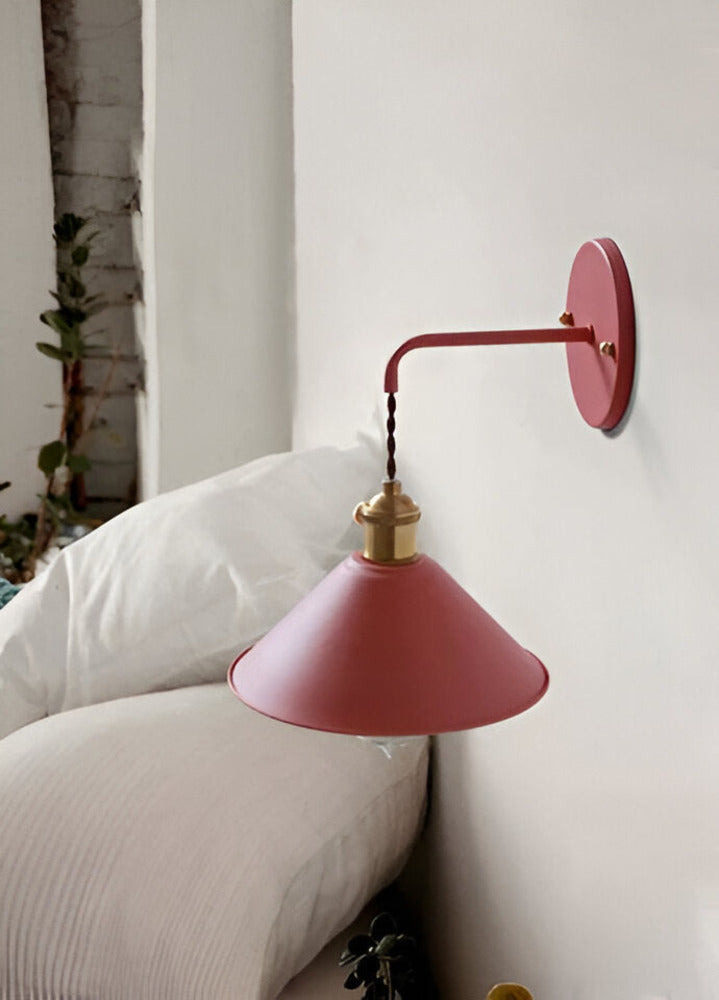 Industrial Sconce with Metal Cone Shade Gray Wall-Mount Task Light for Bedroom Hallway Reading Nook Adjustable Accent Lamp Retro Decor | Thomler