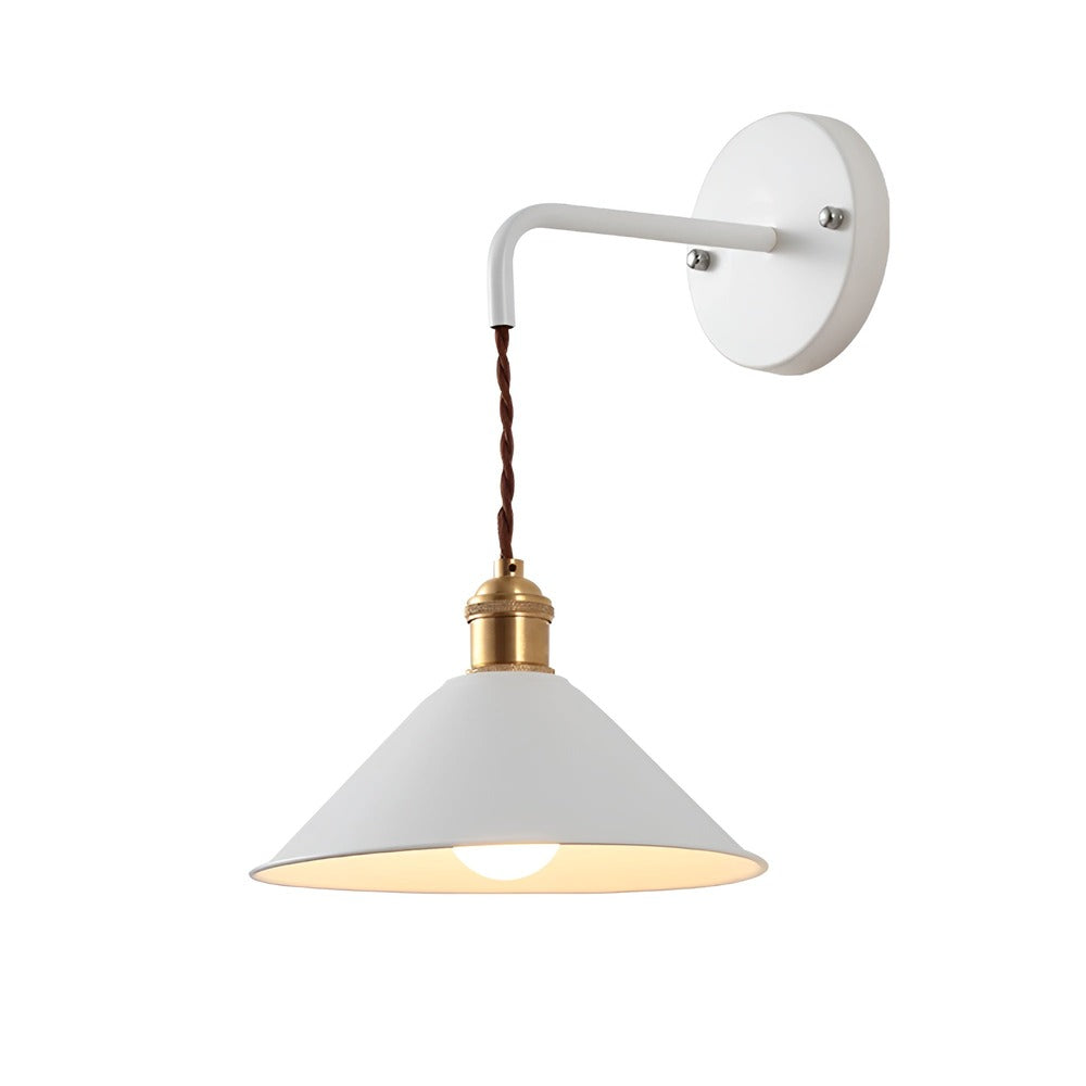 Industrial Sconce with Metal Cone Shade Gray Wall-Mount Task Light for Bedroom Hallway Reading Nook Adjustable Accent Lamp Retro Decor | Thomler