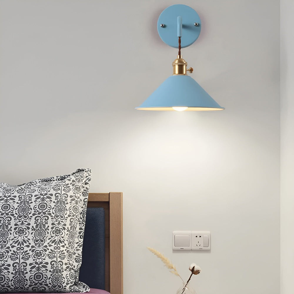 Industrial Sconce with Metal Cone Shade Gray Wall-Mount Task Light for Bedroom Hallway Reading Nook Adjustable Accent Lamp Retro Decor | Thomler