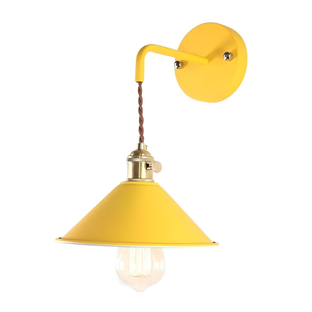 Industrial Sconce with Metal Cone Shade Gray Wall-Mount Task Light for Bedroom Hallway Reading Nook Adjustable Accent Lamp Retro Decor | Thomler