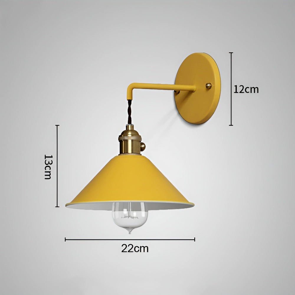 Industrial Sconce with Metal Cone Shade Gray Wall-Mount Task Light for Bedroom Hallway Reading Nook Adjustable Accent Lamp Retro Decor | Thomler