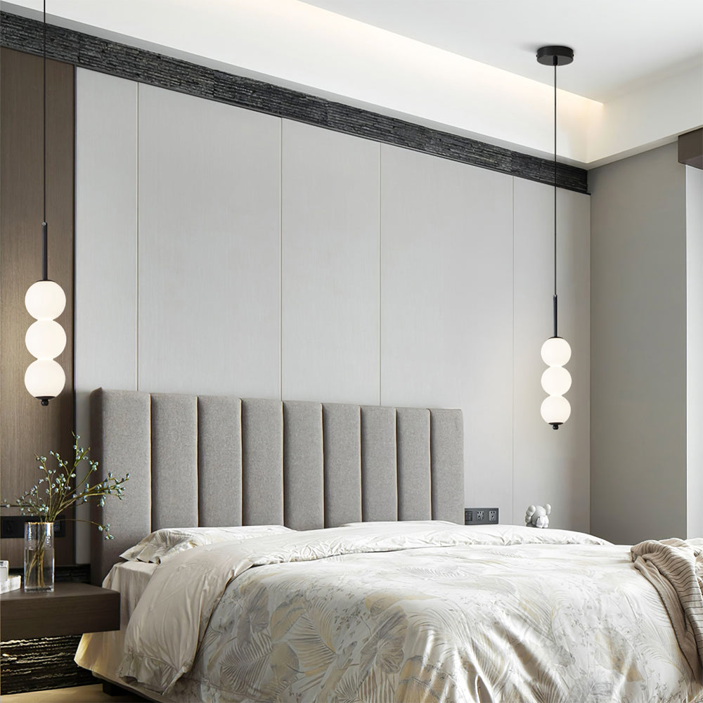 Lámpara de techo colgante con esferas de vidrio esmerilado y estructura de metal - Candelabro LED de múltiples globos para cocinas, comedores y entradas - Ajustable | Thomler