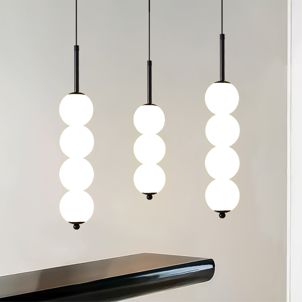 Lámpara de techo colgante con esferas de vidrio esmerilado y estructura de metal - Candelabro LED de múltiples globos para cocinas, comedores y entradas - Ajustable | Thomler