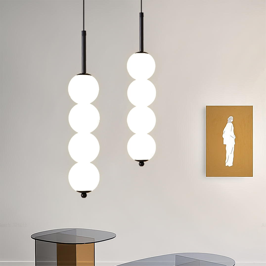 Lámpara de techo colgante con esferas de vidrio esmerilado y estructura de metal - Candelabro LED de múltiples globos para cocinas, comedores y entradas - Ajustable | Thomler