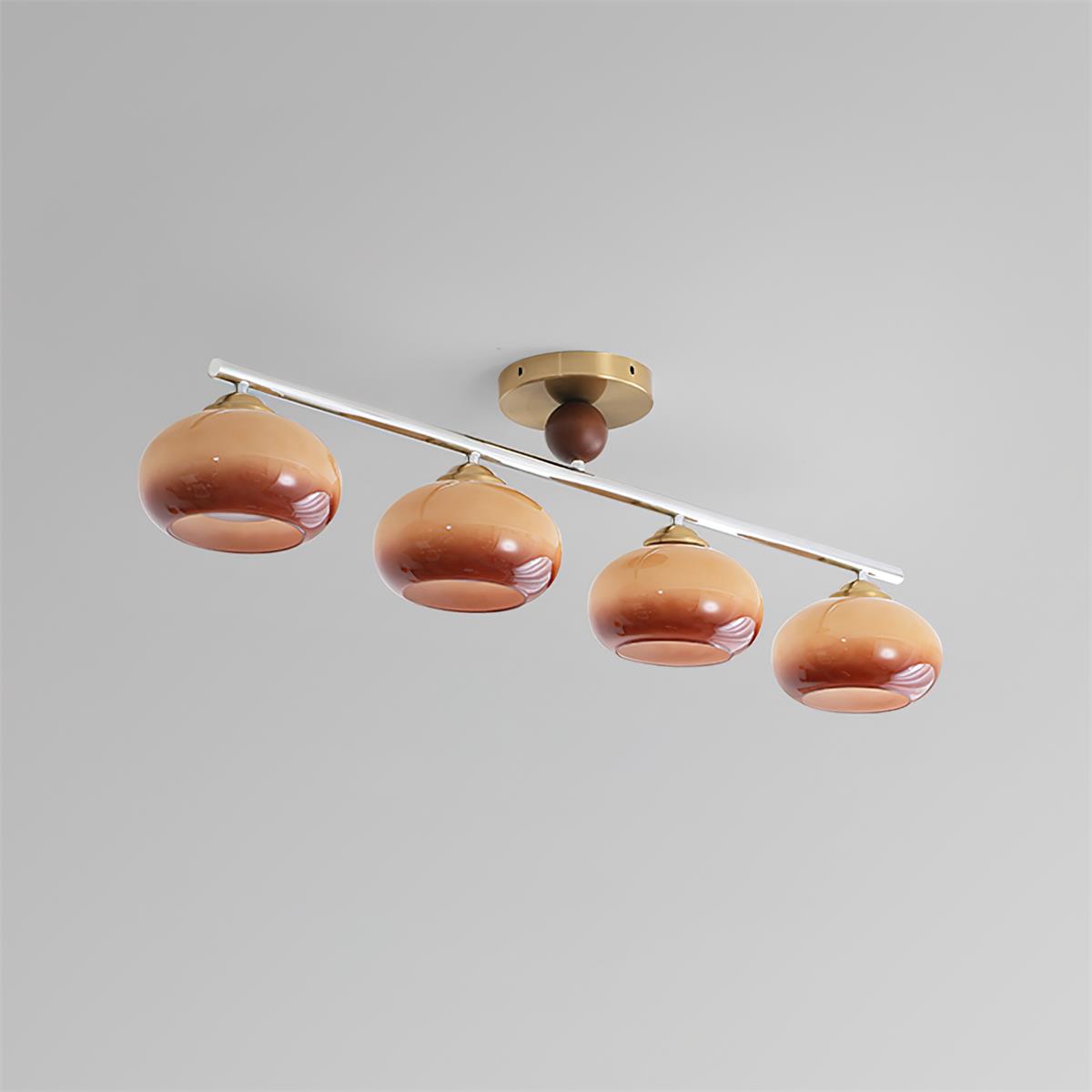 Four-Light Linear Island Pendant with Mixed Glass Shades for Kitchen & Dining Room – Metal & Glass Modern Fixture | Thomler