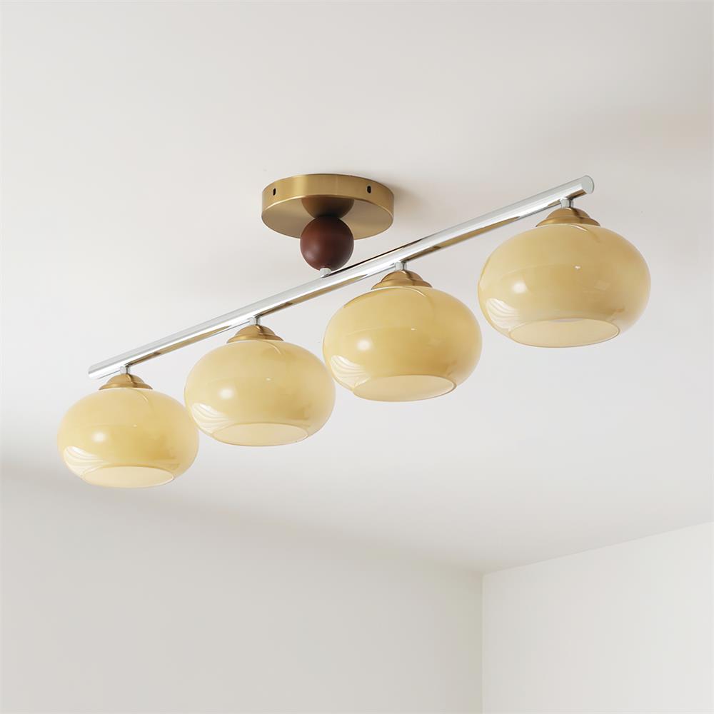 Four-Light Linear Island Pendant with Mixed Glass Shades for Kitchen & Dining Room – Metal & Glass Modern Fixture | Thomler