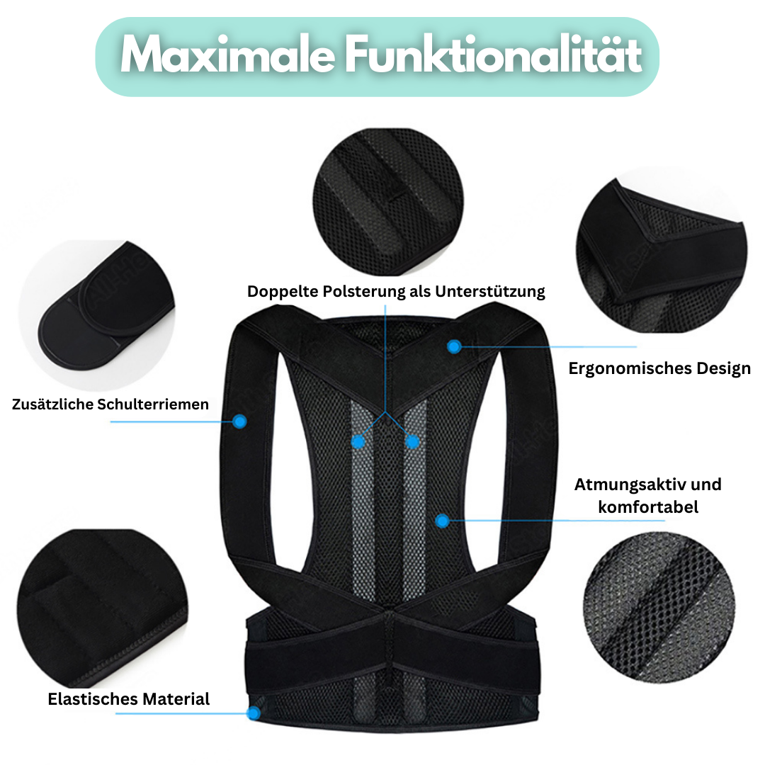 Verstellbare Haltungskorrektur-Bandage zur Unterstützung von oberem Rücken & Schultern – Atmungsaktives Design für Damen & Herren, unter der Kleidung unsichtbar, hilft bei der Ausrichtung