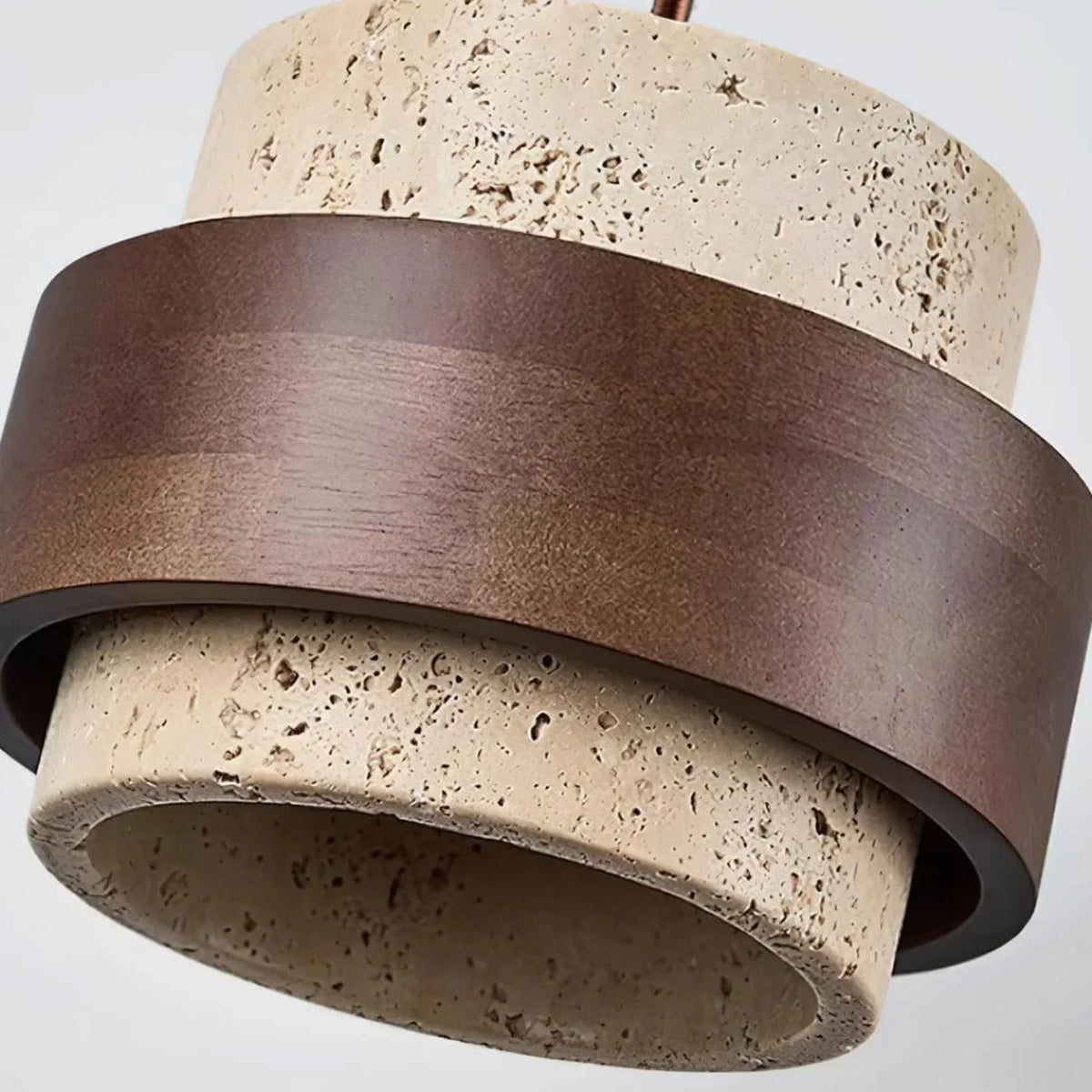 Hängeleuchte aus Naturstein mit Walnuss-Akzent & verstellbarem 150-cm-Kabel für Esstisch, Küchentheke & moderne Wohnräume | Thomler