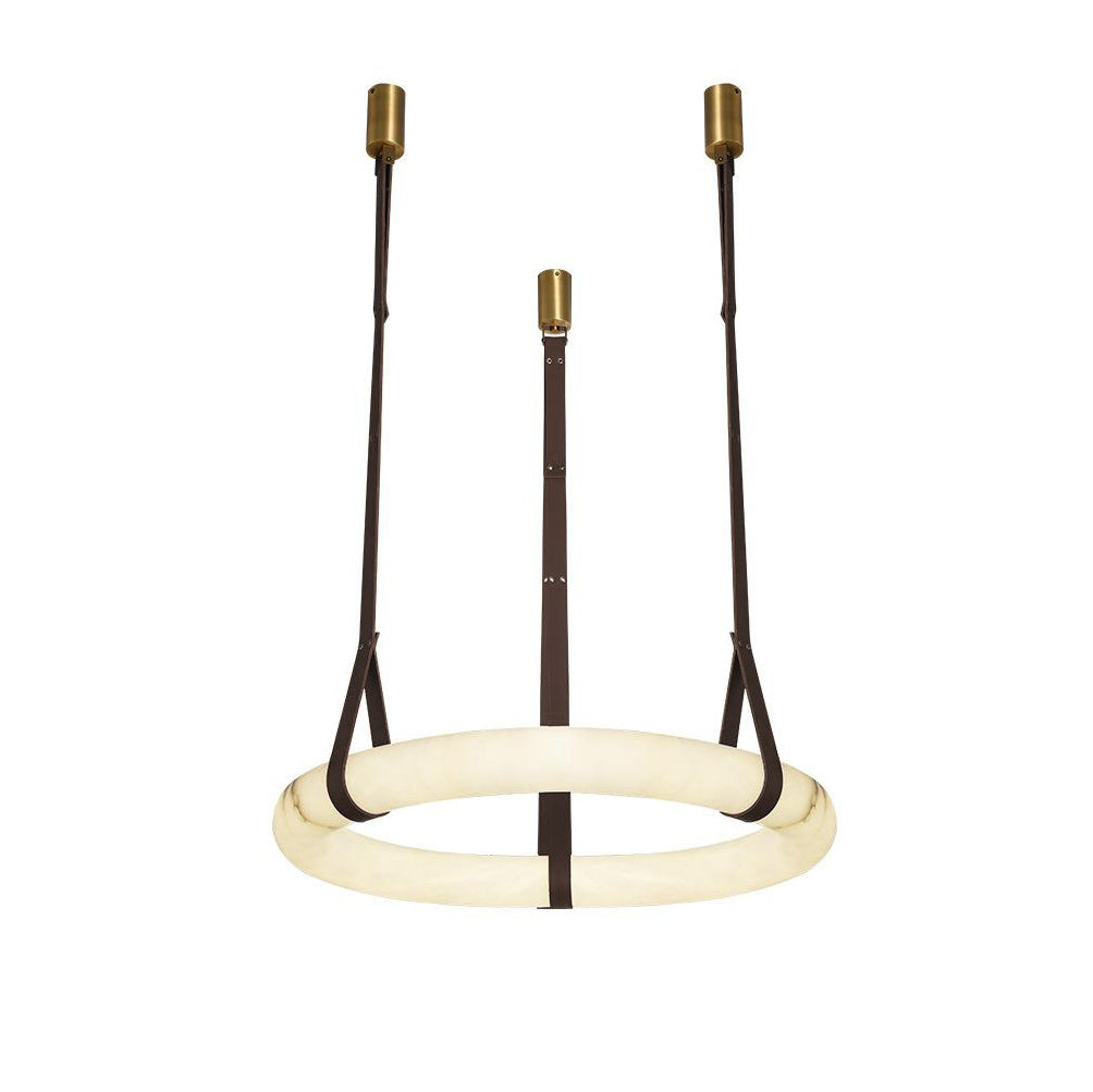 LED-Ring-Deckenleuchte aus Alabaster – Verstellbarer Halo-Kronleuchter für offene Essbereiche, große Wohnräume & Gastronomie – 120 cm Kreis-Hängeleuchte | Thomler