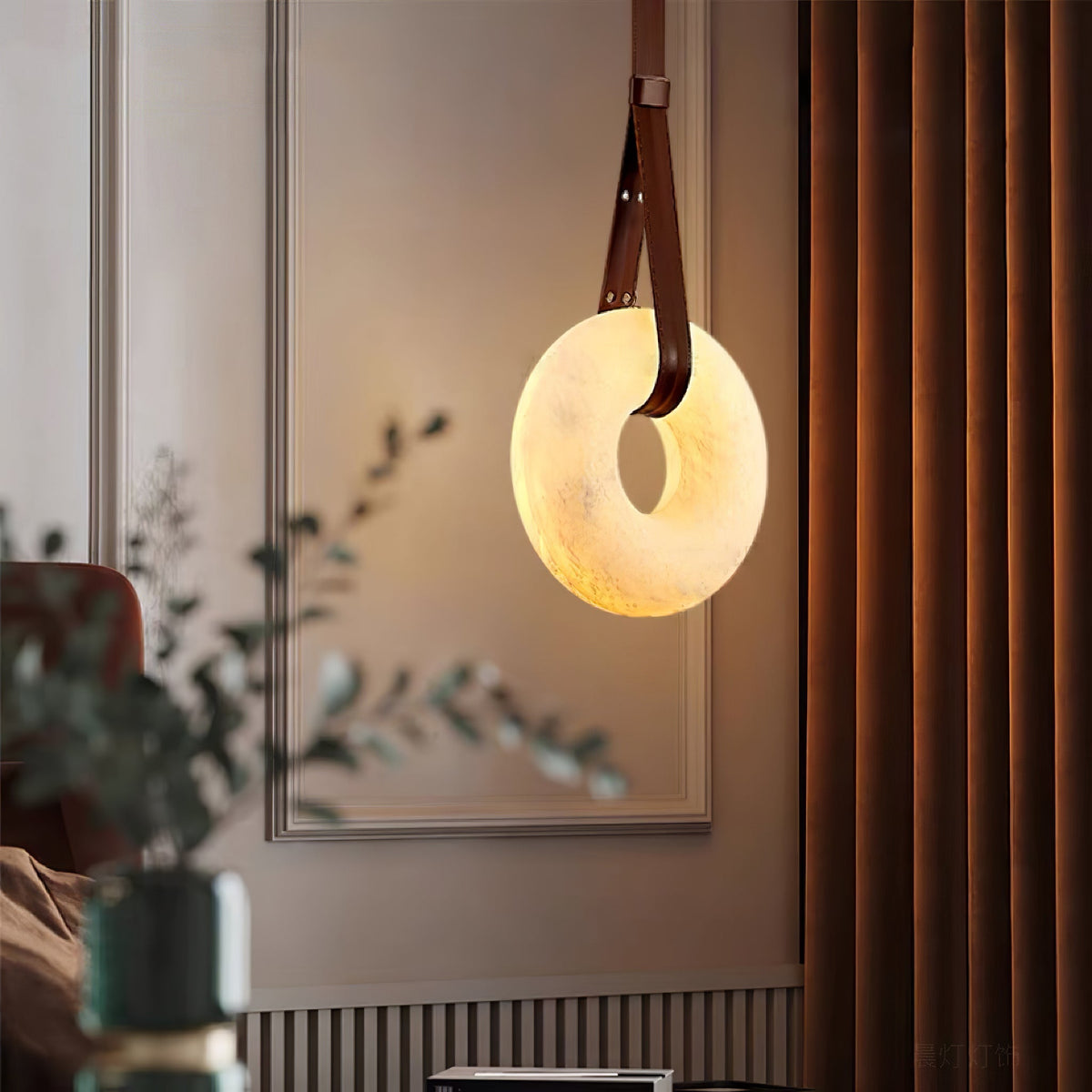 LED-Ring-Deckenleuchte aus Alabaster – Verstellbarer Halo-Kronleuchter für offene Essbereiche, große Wohnräume & Gastronomie – 120 cm Kreis-Hängeleuchte | Thomler