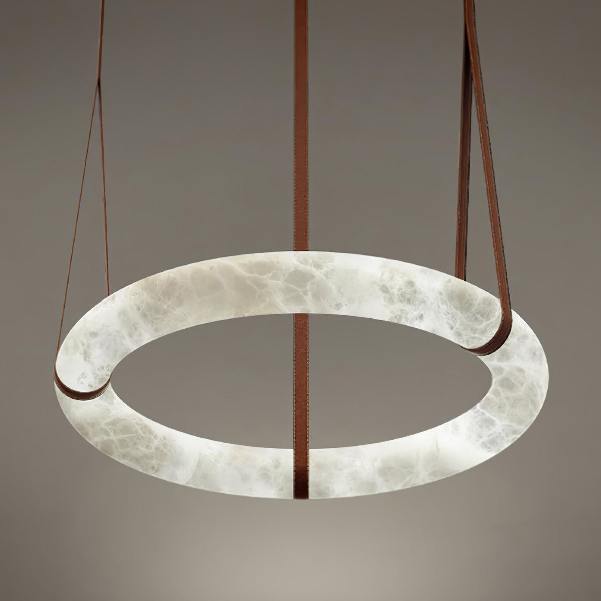 LED-Ring-Deckenleuchte aus Alabaster – Verstellbarer Halo-Kronleuchter für offene Essbereiche, große Wohnräume & Gastronomie – 120 cm Kreis-Hängeleuchte | Thomler