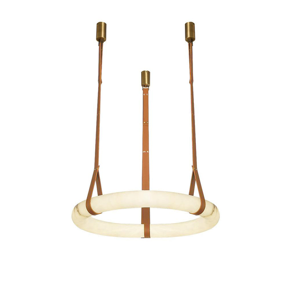 LED-Ring-Deckenleuchte aus Alabaster – Verstellbarer Halo-Kronleuchter für offene Essbereiche, große Wohnräume & Gastronomie – 120 cm Kreis-Hängeleuchte | Thomler