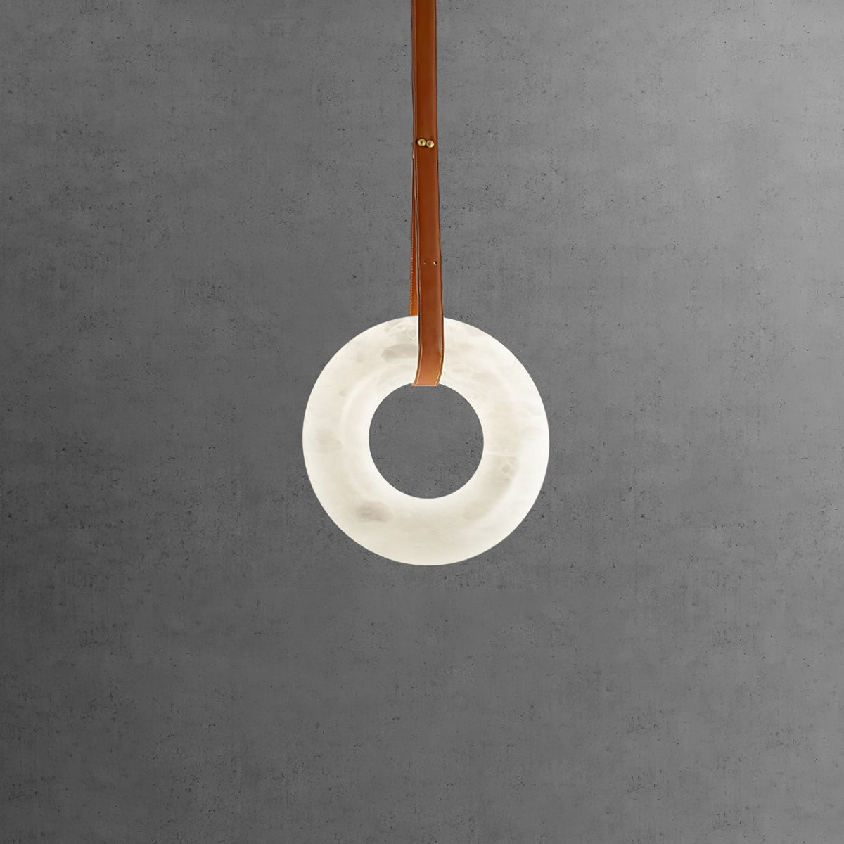 LED-Ring-Deckenleuchte aus Alabaster – Verstellbarer Halo-Kronleuchter für offene Essbereiche, große Wohnräume & Gastronomie – 120 cm Kreis-Hängeleuchte | Thomler