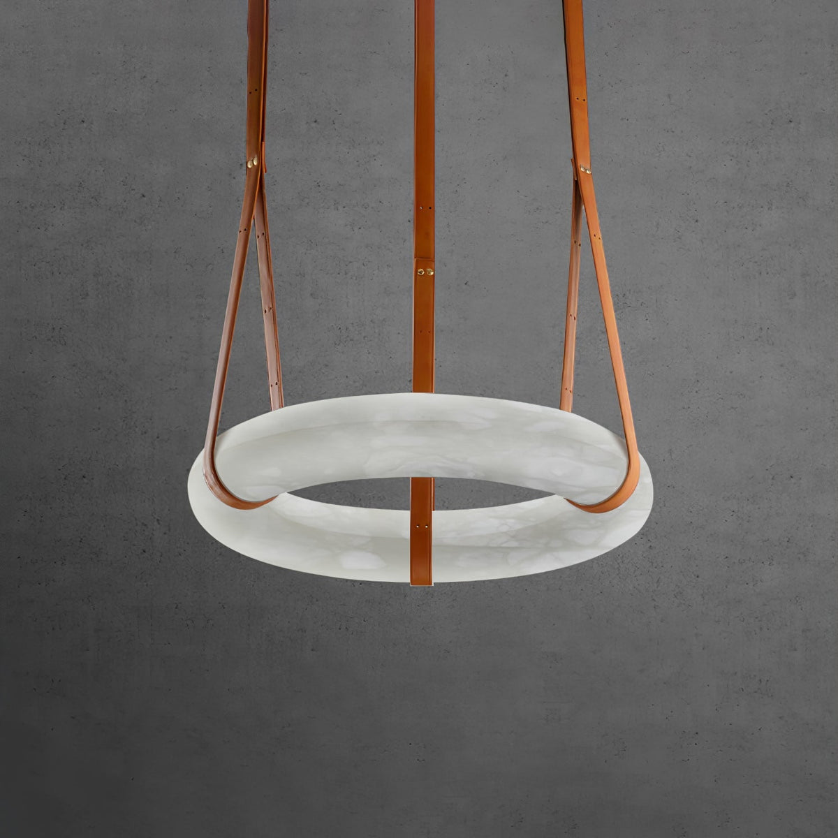 LED-Ring-Deckenleuchte aus Alabaster – Verstellbarer Halo-Kronleuchter für offene Essbereiche, große Wohnräume & Gastronomie – 120 cm Kreis-Hängeleuchte | Thomler
