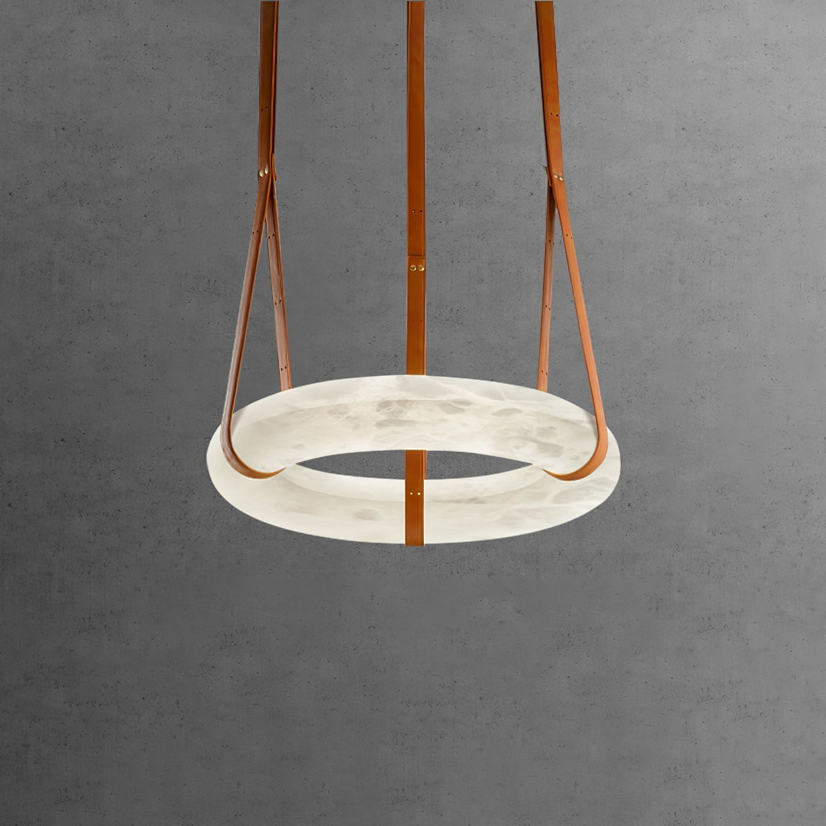 LED-Ring-Deckenleuchte aus Alabaster – Verstellbarer Halo-Kronleuchter für offene Essbereiche, große Wohnräume & Gastronomie – 120 cm Kreis-Hängeleuchte | Thomler