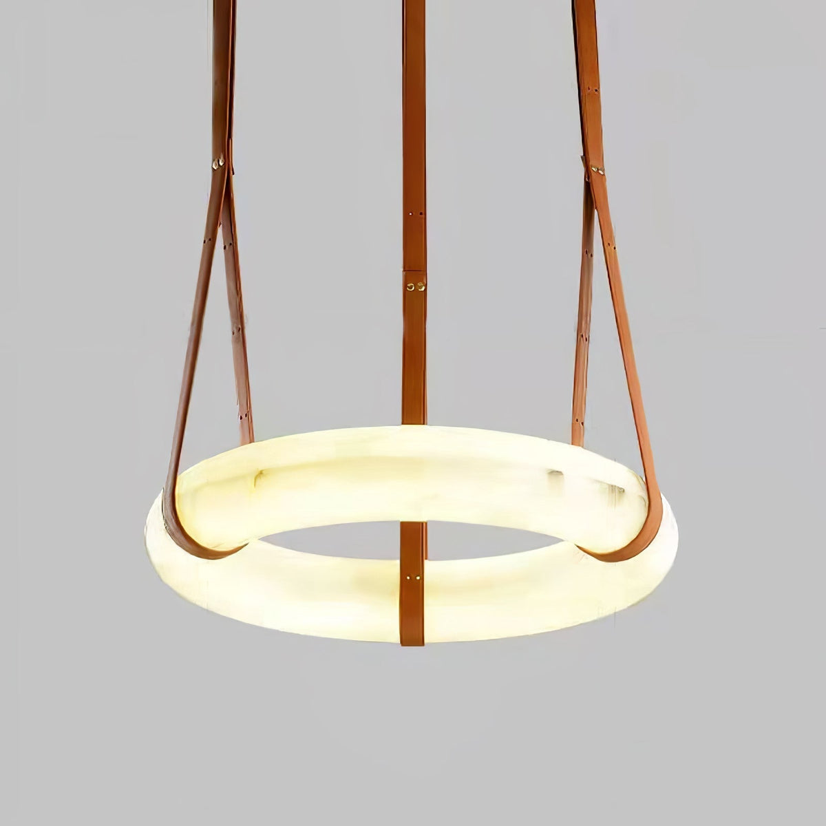LED-Ring-Deckenleuchte aus Alabaster – Verstellbarer Halo-Kronleuchter für offene Essbereiche, große Wohnräume & Gastronomie – 120 cm Kreis-Hängeleuchte | Thomler