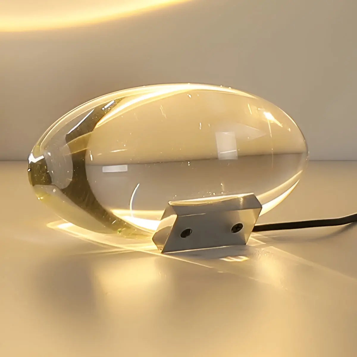 Oval Crystal Table Lamp with LED Mood Lighting in Warm White, Sunset Red & Blue-Violet for Bedroom & Living Room | Thomler