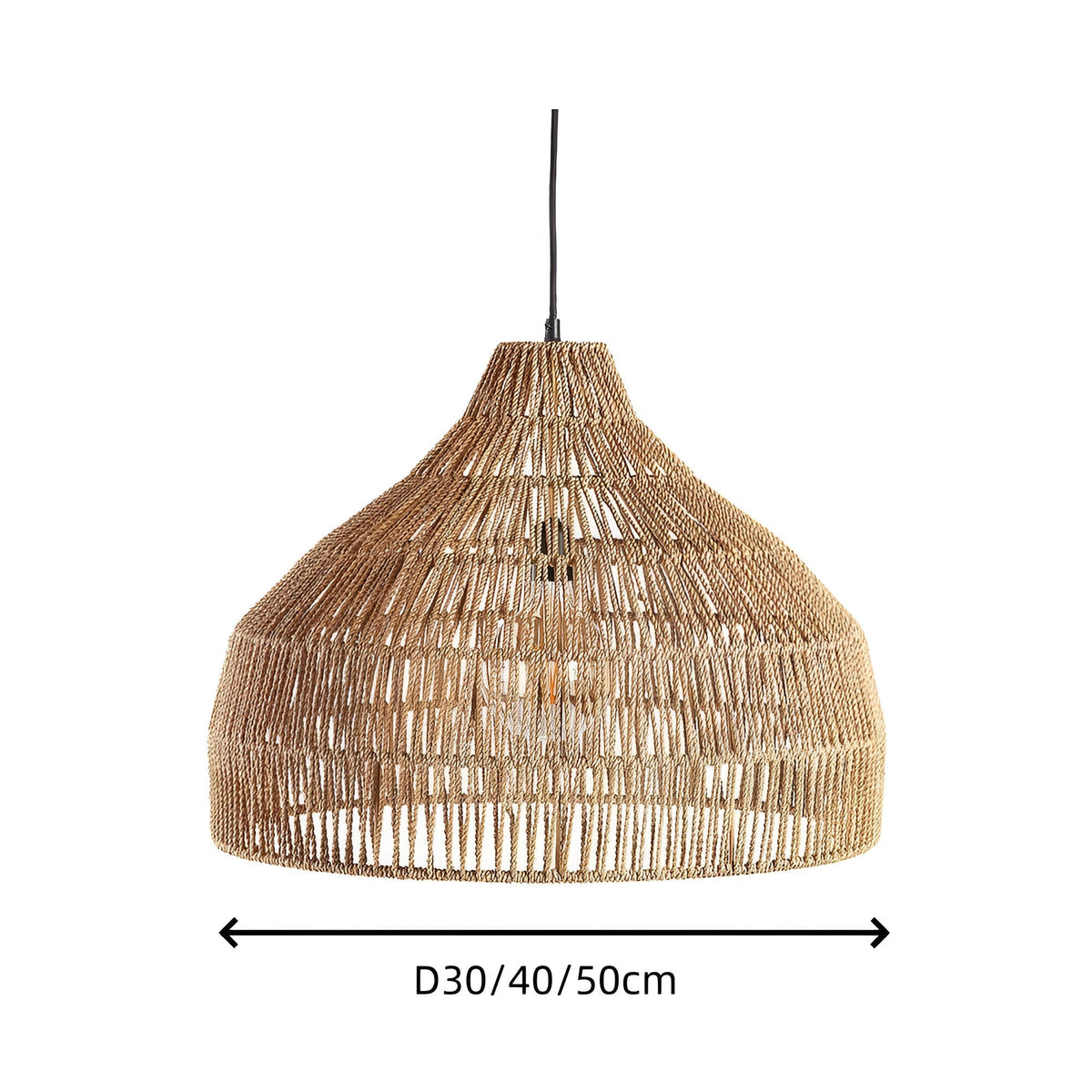 Gevlochten hanglamp, kap van natuurlijke vezels, plafondlamp met verstelbare hoogte voor eettafel, kookeiland, slaapkamer, boho, coastal, Japandi | Thomler