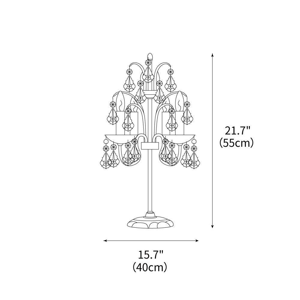 Crystal Chandelier-Style Table Lamp with Metal Frame for Bedroom & Living Room Lighting | 22 in Height Decorative Accent Light for Nightstan | Thomler