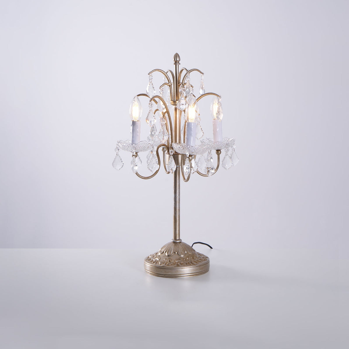 Crystal Chandelier-Style Table Lamp with Metal Frame for Bedroom & Living Room Lighting | 22 in Height Decorative Accent Light for Nightstan | Thomler