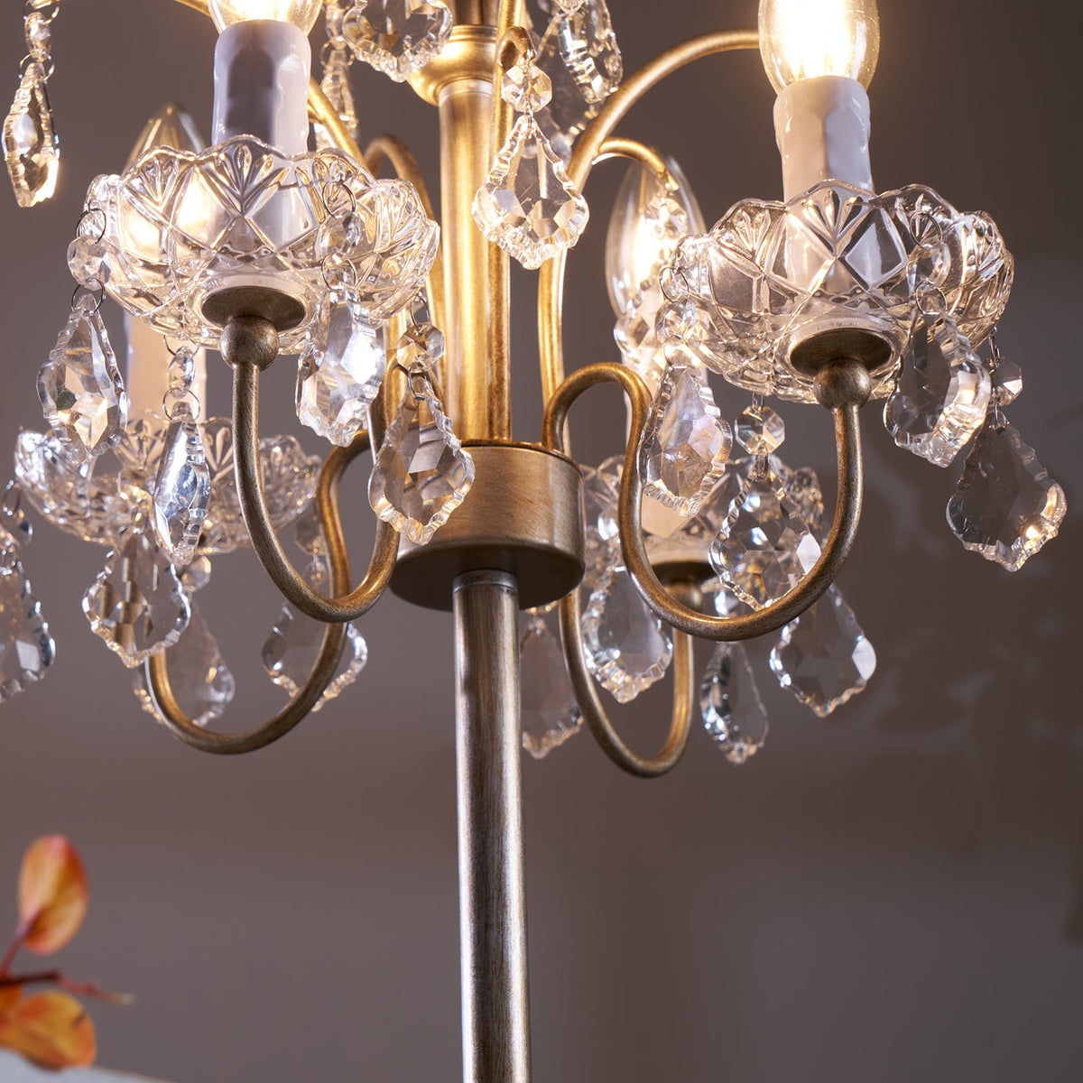 Crystal Chandelier-Style Table Lamp with Metal Frame for Bedroom & Living Room Lighting | 22 in Height Decorative Accent Light for Nightstan | Thomler