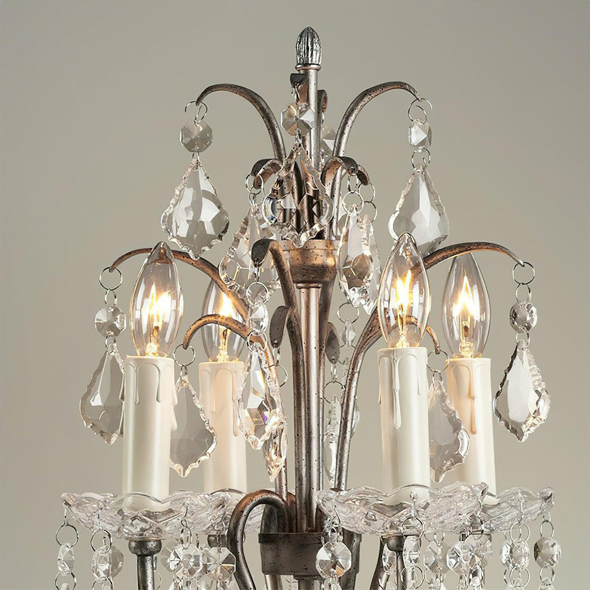 Crystal Chandelier-Style Table Lamp with Metal Frame for Bedroom & Living Room Lighting | 22 in Height Decorative Accent Light for Nightstan | Thomler